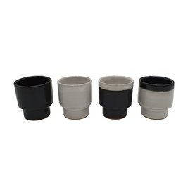 Tasse-Kerzenhalter-Topf Breites 2-Ton-Schwarz mit weißem Rand 200-040