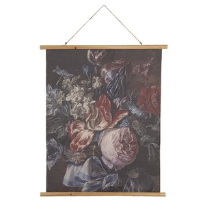 Wandteppich 80x100 cm schwarzrosa Holzblumen -Wanddock
