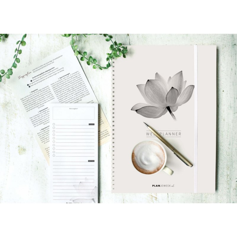 Prikkelarme A4 weekplanner 'Lotus' planboekje / werkboek met ringband