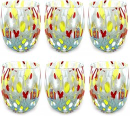 6 Big Colombina vand Big Colombine Bold og håndhåndet med Murrine di Murano, "I Colori di Murano" 435 Ml Line. Lavet i Italien