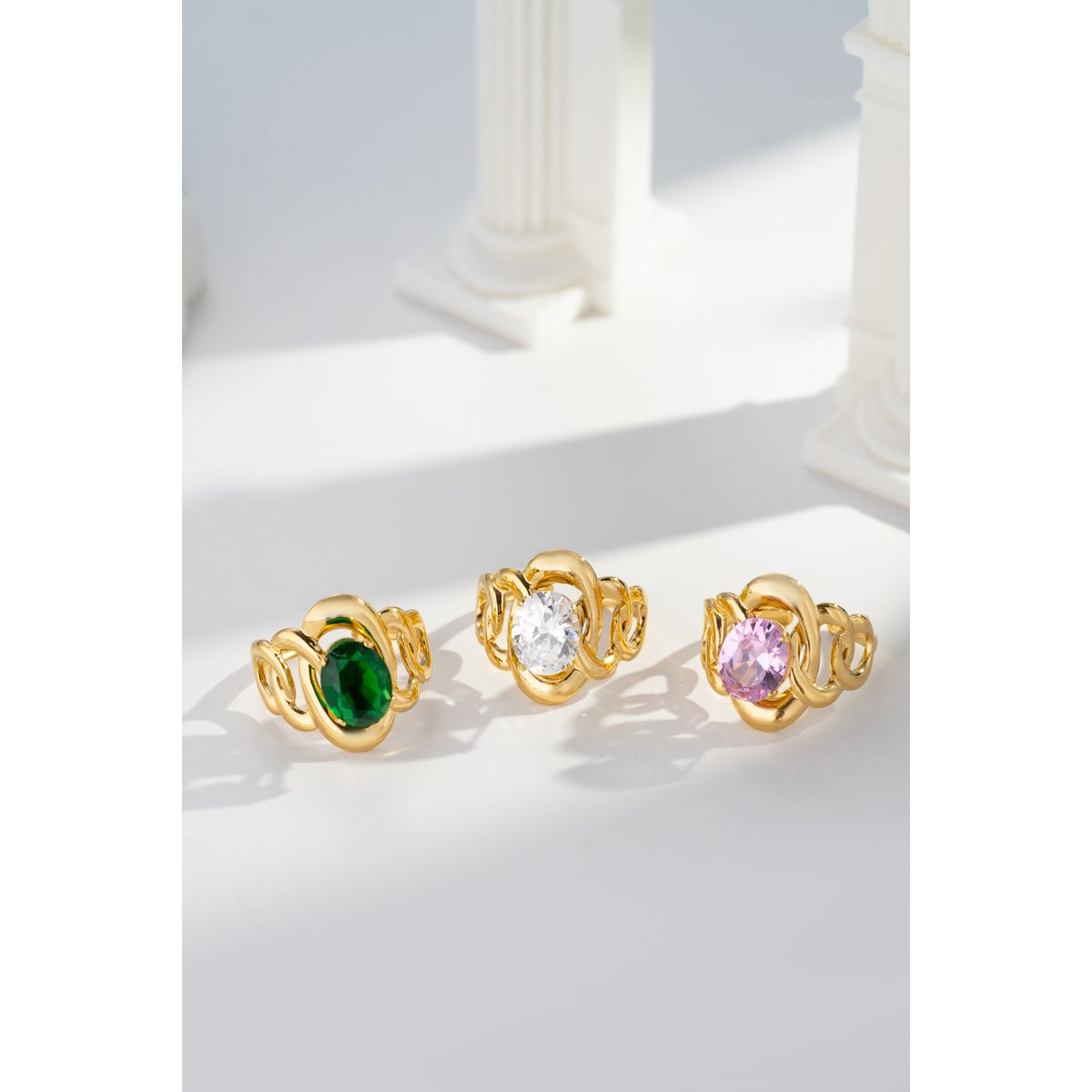Round ring adjustable crystal stripe elegant stainless steel