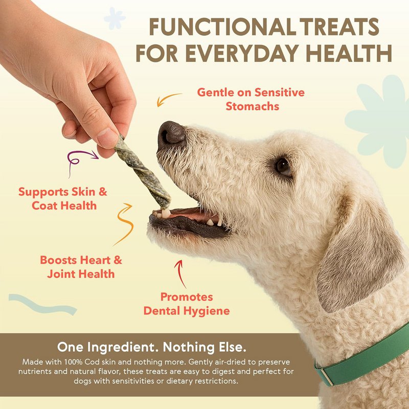 Dried Cod Skin Twists Natural Single Ingredient Dog Treats 80 g