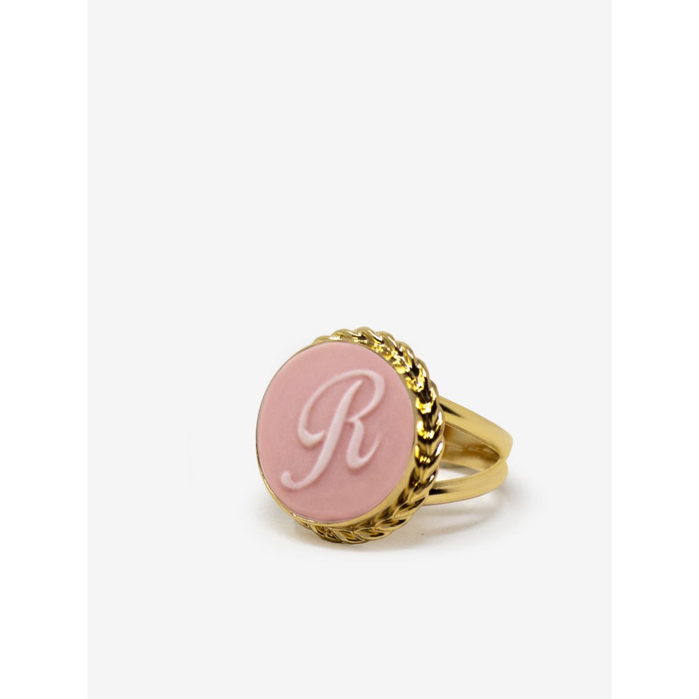 Rosa Cameo-Ring mit Initiale R
