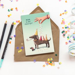 wenskaart party dog