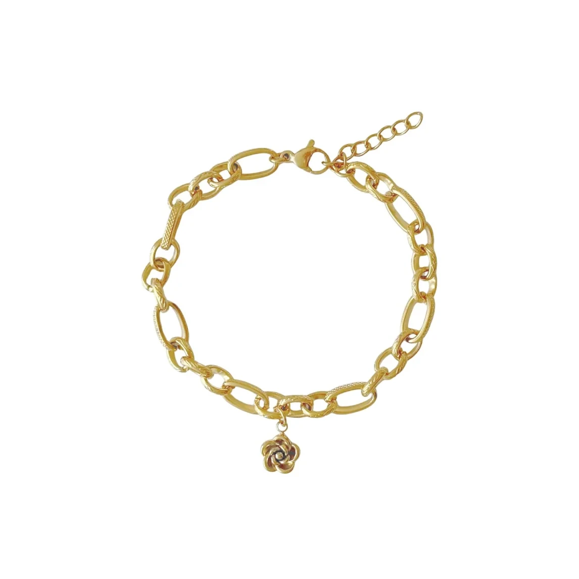 Nysgjerrig Schakel & Flower Armbånd - guld