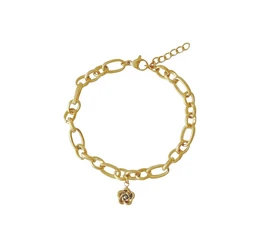 Bracciale a maglia grossa e fiore - Oro