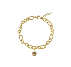 Curious Schakel & Flower Bracelet - Gold