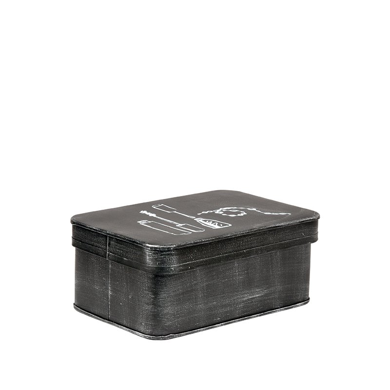 Hazer Boîte de Rangement Maquillage - Noir Antique - Métal - Taille Unique 21 x 9 x 15 cm
