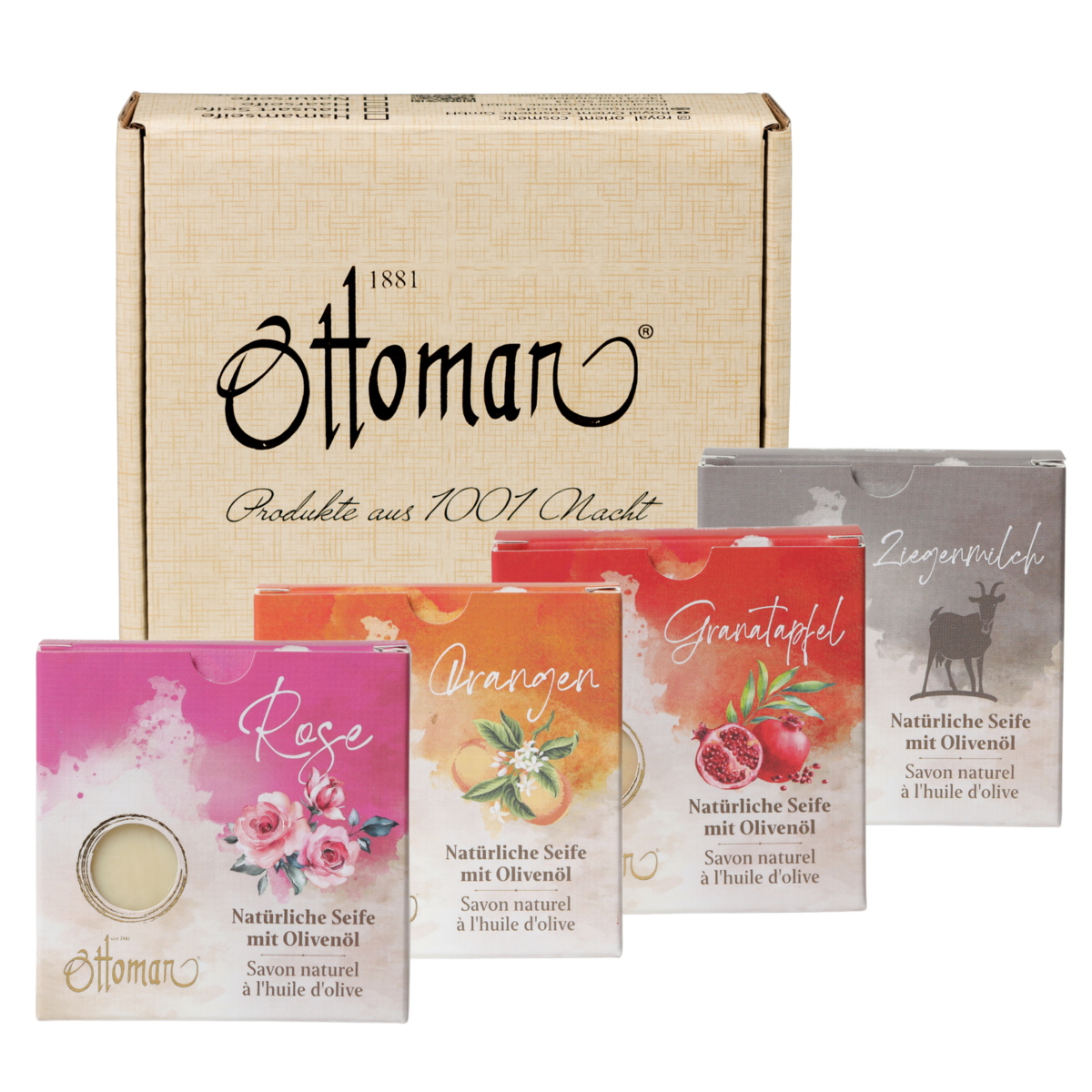 Ottoman Natural 110G Olive Oil Soap 4 Set nr. 1 i gaveæske