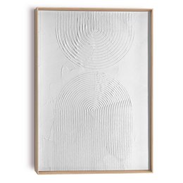 Minimalist abstract art print with curved lines in a white and neutral color palette, suitable for home decor.