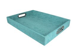 Comprimé rectangulaire avec poignées en cuir synthétique turquoise reptile