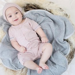 Soft, cozy grey organic baby blanket with a plush texture and simple design.