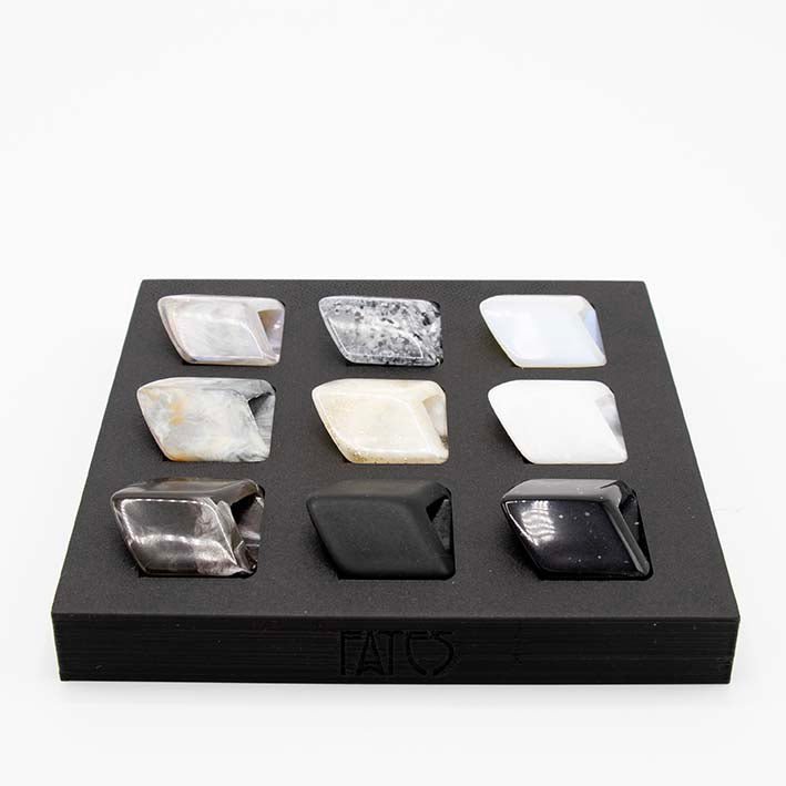 Présentoir durable pour cubes en bioplastique imprimé en 3D, basique