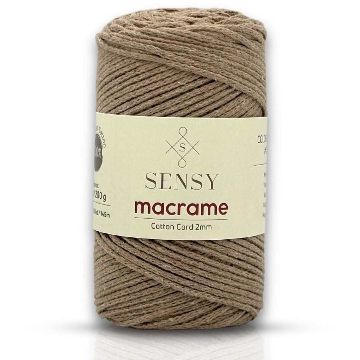 Sensy Premium 2 mm - 160 yards 100 % genanvendt bomuldsmacrame-ledning