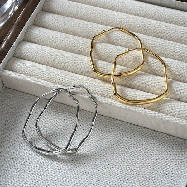 Orecchini a cerchio artistici minimalisti in stile giapponese