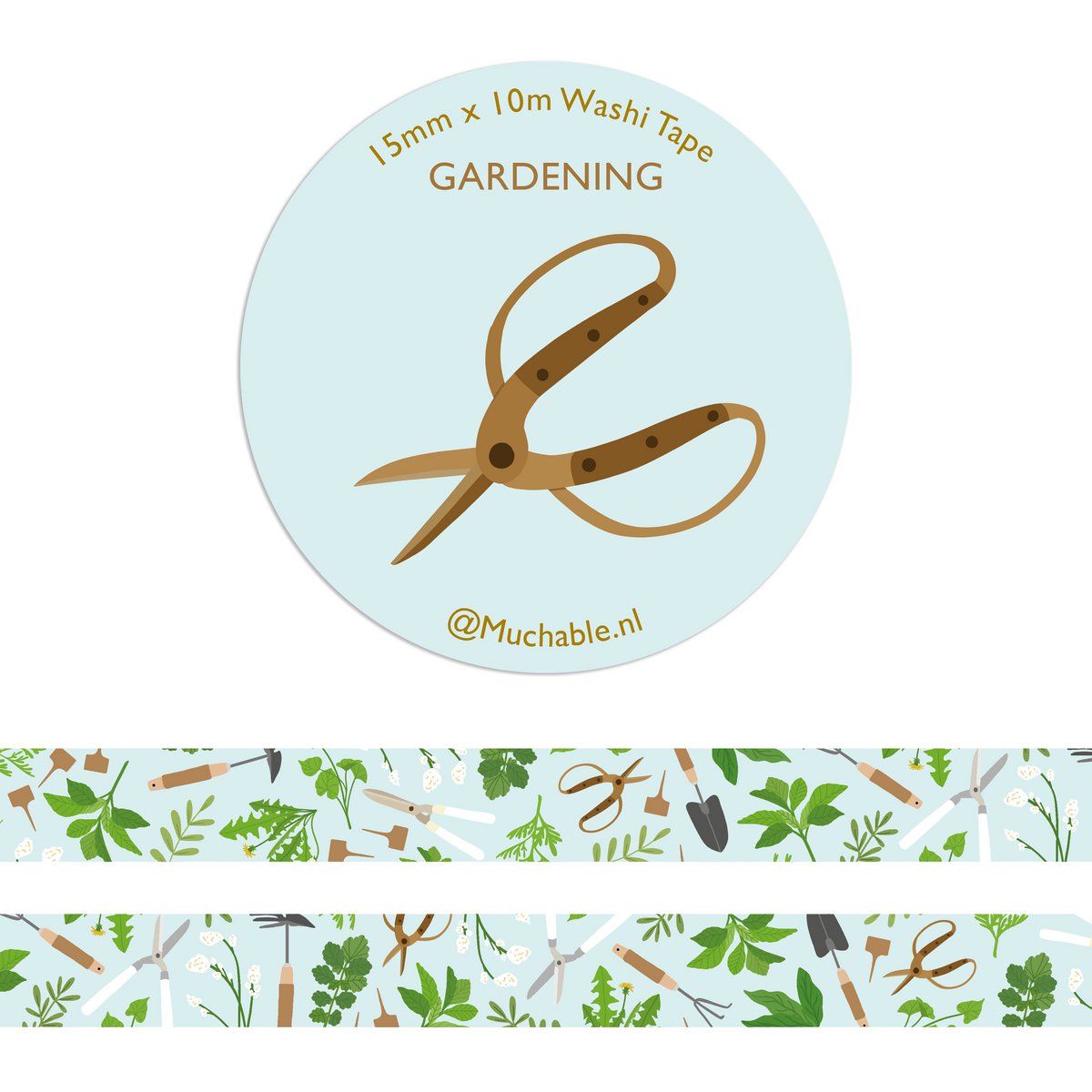 Nastro Washi/nastro di carta - illustrazione piante modello giardinaggio