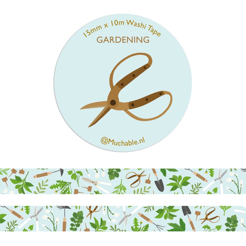 Nastro Washi/nastro di carta - illustrazione piante modello giardinaggio