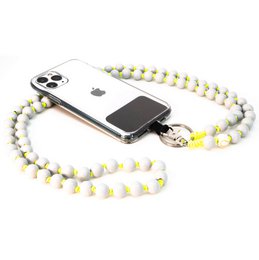 Mobile phone chain universal, wooden beads, handmade - Neon Shark