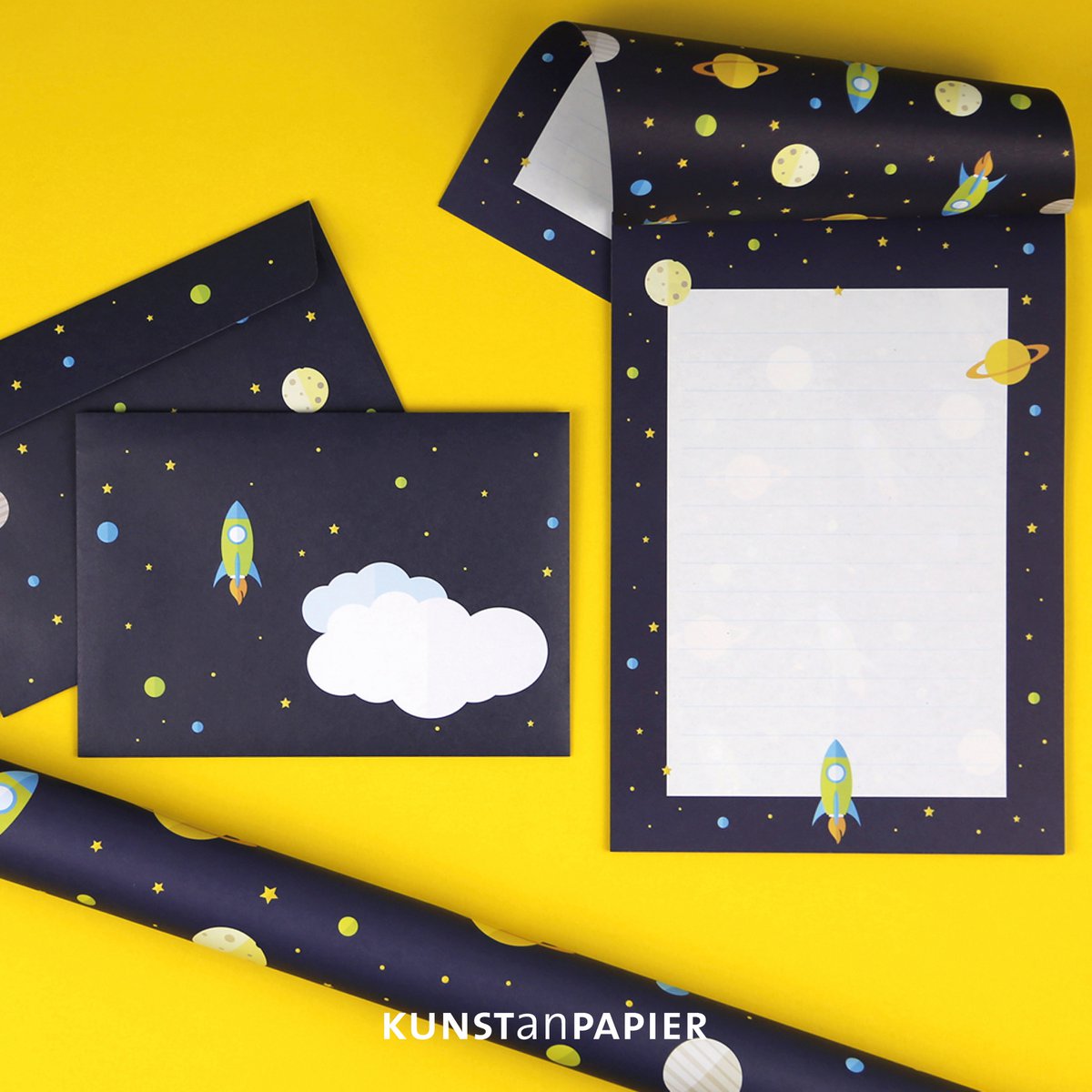 Geschenkpapier Rakete Justus
