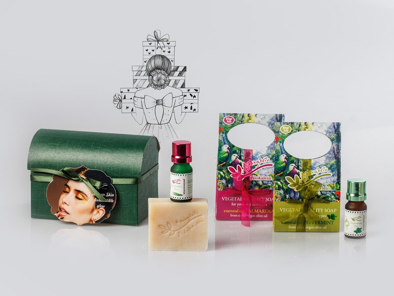 Caja de regalo de aceite esencial de palmarosa y menta, juego de regalo de cuidado personal de claridad mental