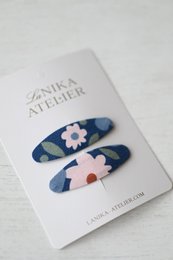 Ovale Elvelychkan hårspænder, sæt med 2 bløde trykclips i stof
