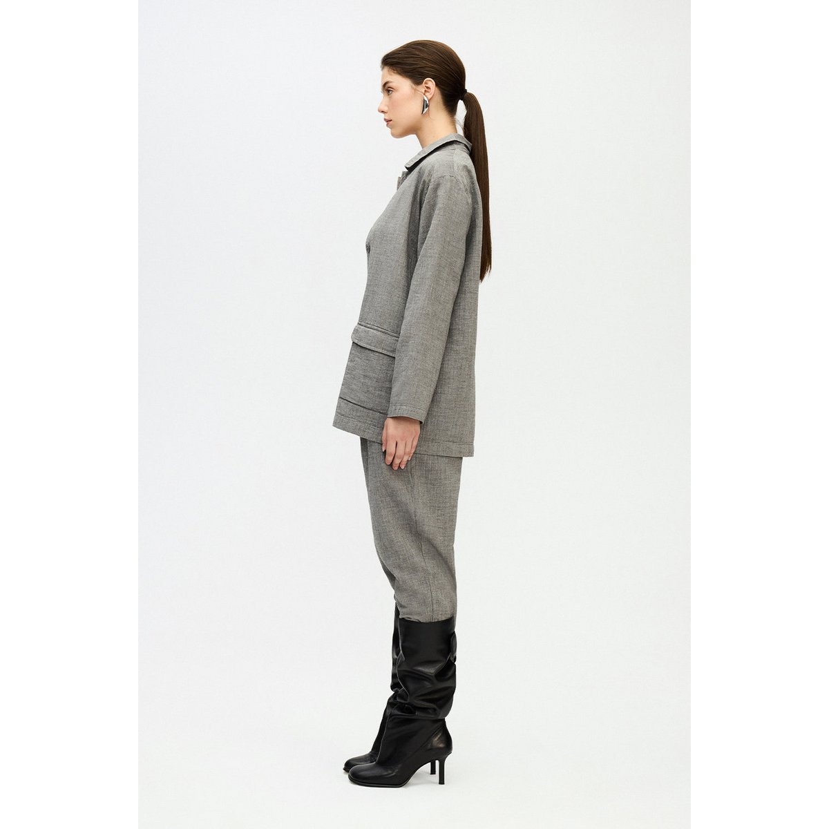 IKIKIZ grijze katoenen oversized jas