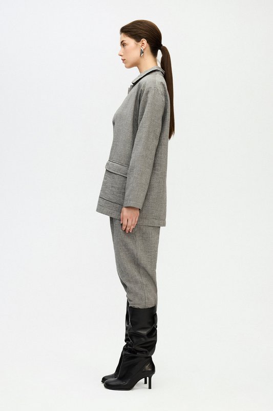 IKIKIZ grijze katoenen oversized jas