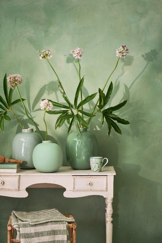 Vase Metal Mid Green 32cm
