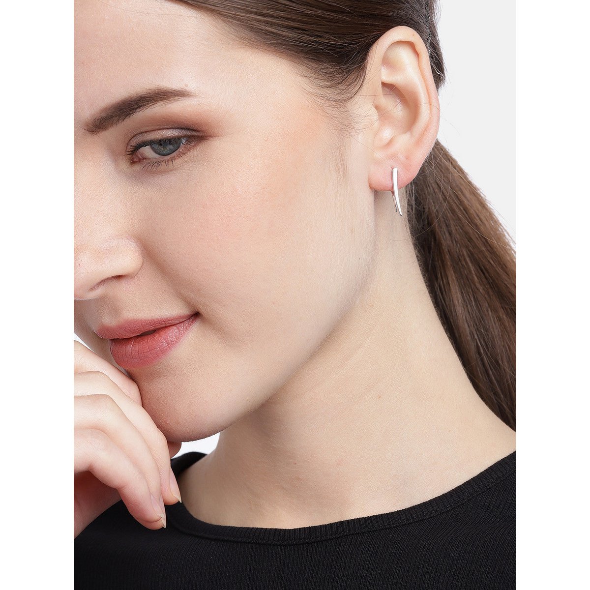 Orecchini a bottone | Pesce contemporaneo in argento sterling | rodio