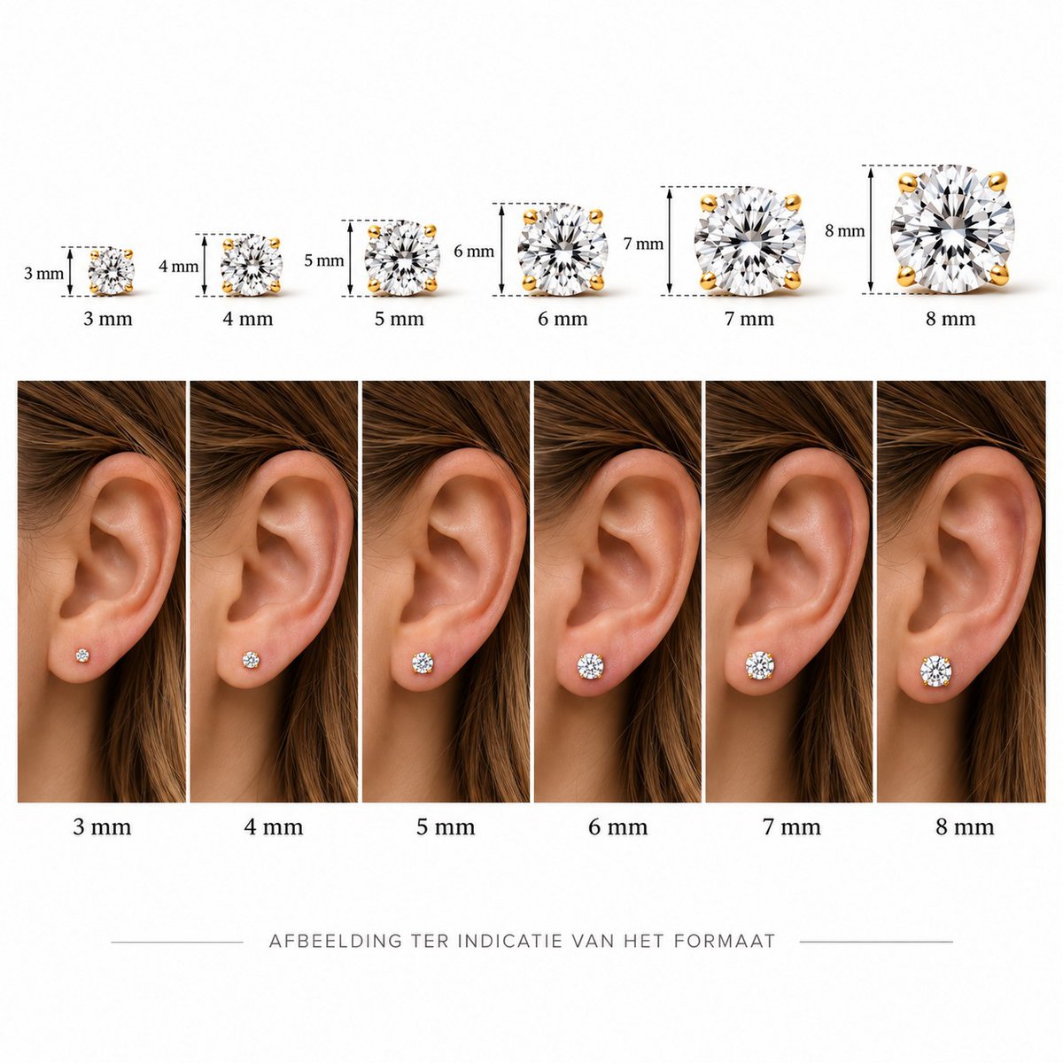 New Bling Gold 9NBG-0083 Bouton Acteurs d'Ent - Zirkonia - 4mm - Doré
