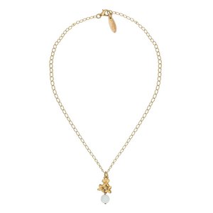Weißes Blumen-Kristall-Goldketten-Halsband