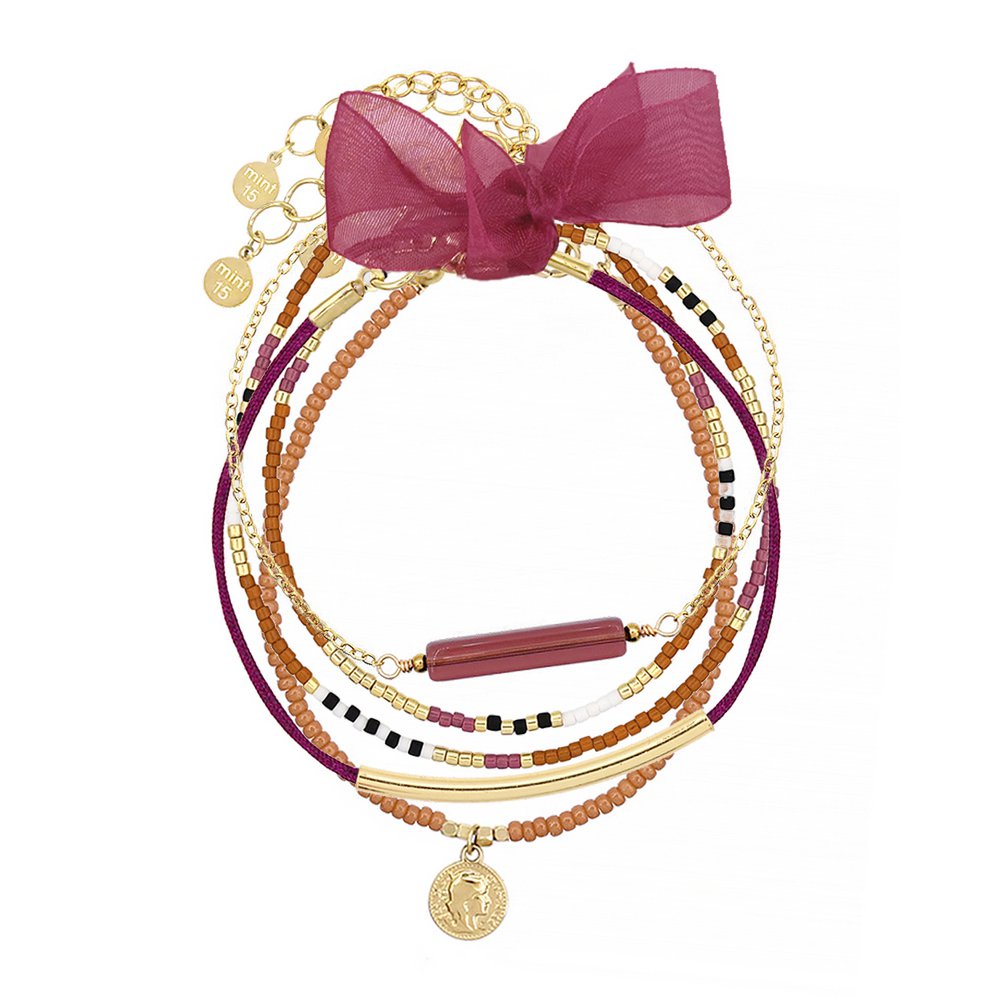 Juego de pulseras 'Caramelo y Berenjena'