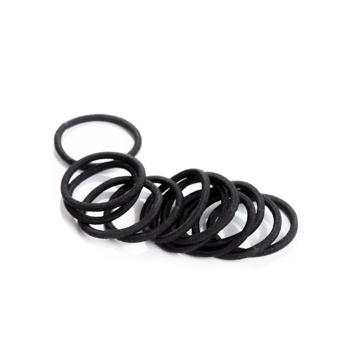 Pack de 12 Élastiques à Cheveux en Polyamide - Sans Fermeture - Noir