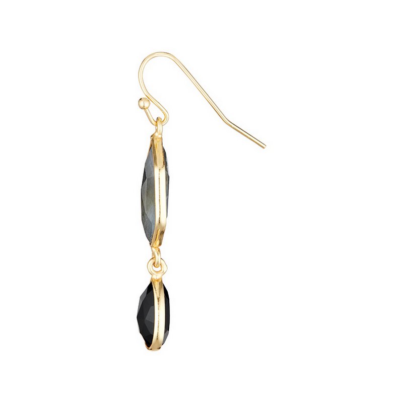 Boucles d'oreilles "Sharon"  labradorite et onyx noir