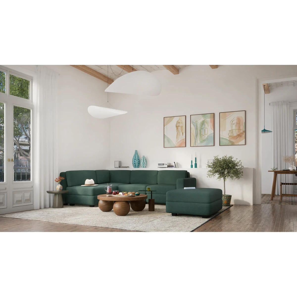 4-Seater Corner Modular Sofa GRACIA - Green