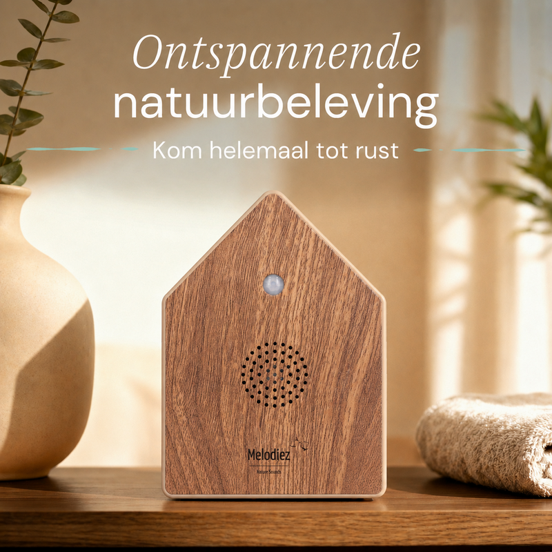 Melodiez Deluxe - Box Incl. Batteries and 5 Natural Bird, Ocean, Cricket and Jungle sounds - Bird Sound House with Sensor