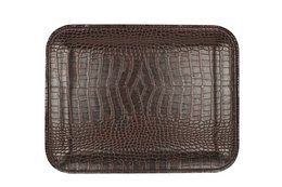 Plateau plat petit crocodile marron foncé