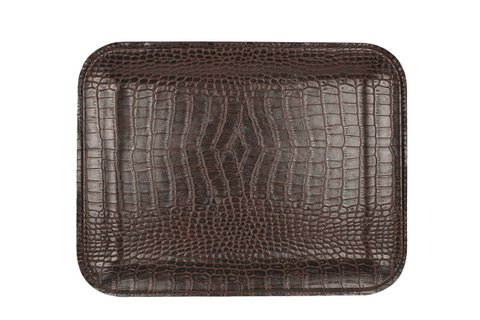 Tray flat small crocodile dark brown