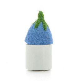 Egg warmer flowers in different colors yellow light blue