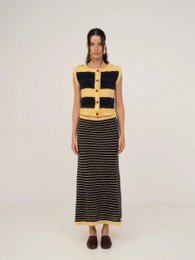 Charm stribet maxi-nederdel