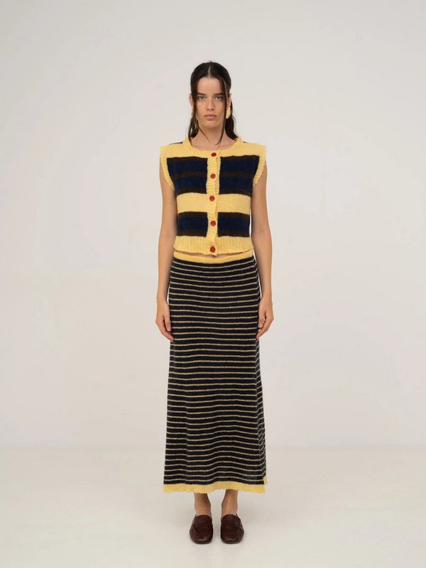 Charm stribet maxi-nederdel
