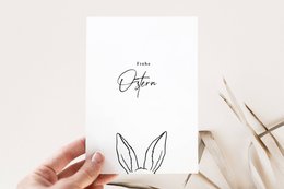 Karta Wielkanocna Deutsch - Frohe Ostern - Bunny uszy, minimalistyczna karta wielkanocna, karta A6