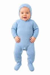 Baby strik sovedragt med motorhjelm, dreng