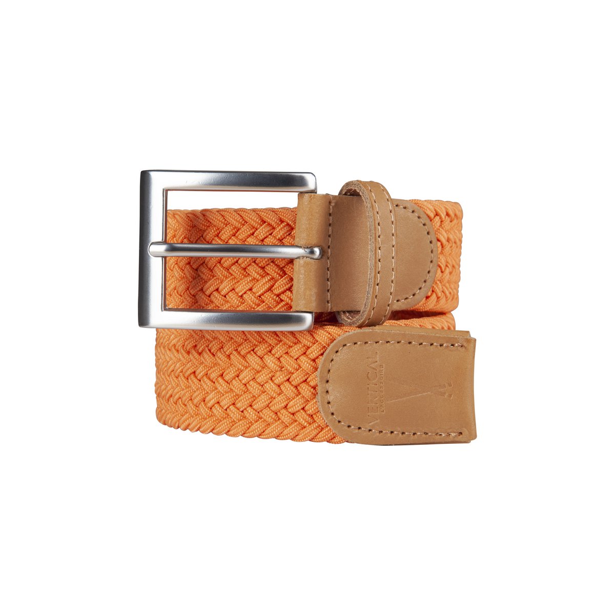 Orange elastic braided belt