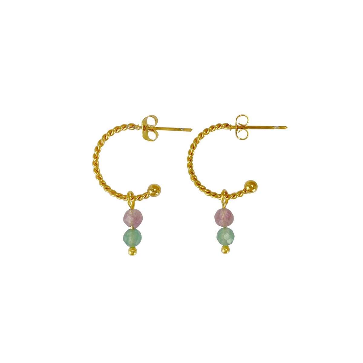Øreringe Tourmaline & Aventurine - Guld