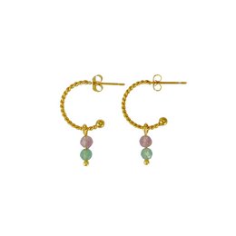 Øreringe Tourmaline & Aventurine - Guld