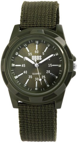 QBOS Herrenuhr mit Textilarmband, grün
