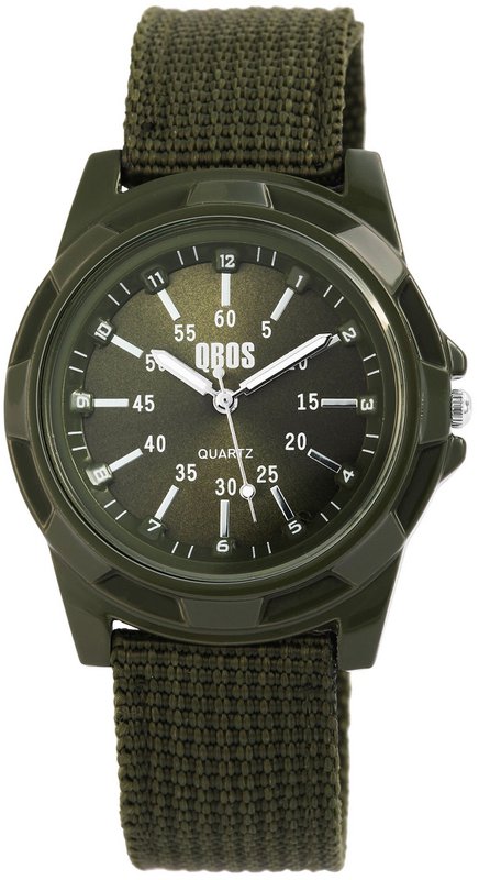 QBOS men's watch with textile strap, green