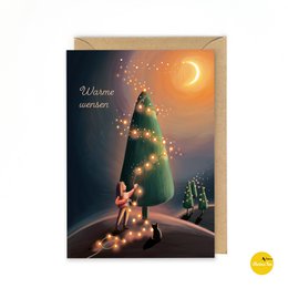 tarjeta de navidad - luces del árbol de navidad