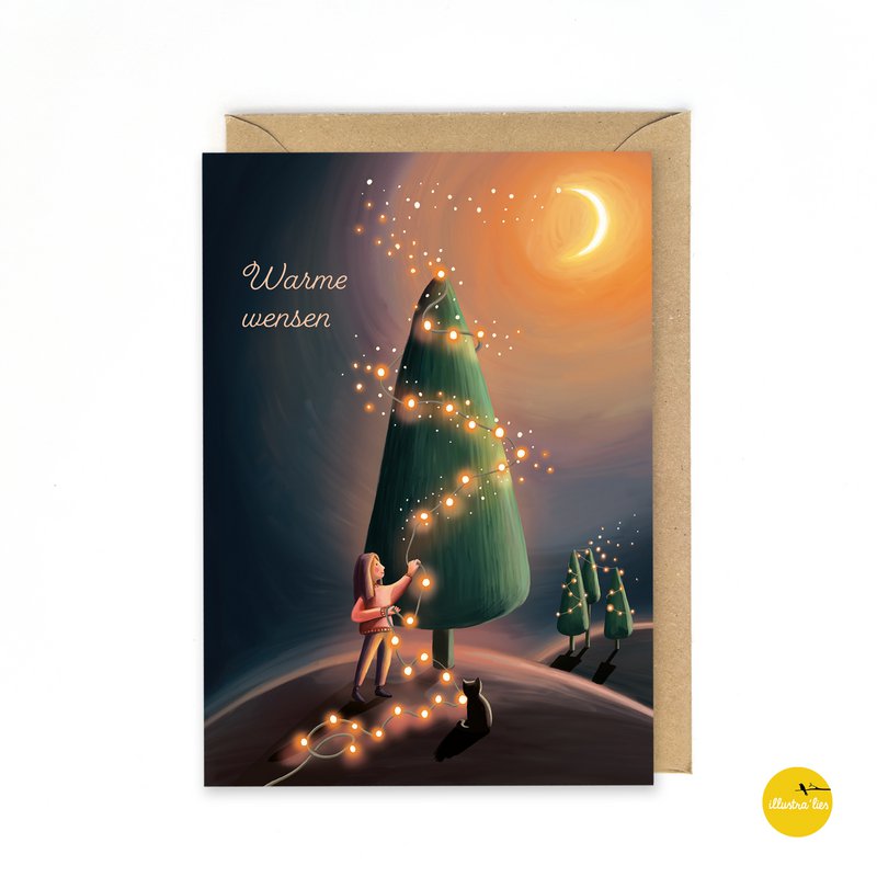 tarjeta de navidad - luces del árbol de navidad